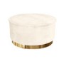 Leo Large Round Faux Sheepskin Pouffe in Natural Cream