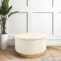 Leo Large Round Faux Sheepskin Pouffe in Natural Cream