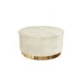 GRADE A1 - Leo Large Round Faux Sheepskin Pouffe in Cream Fabric