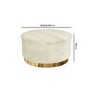 GRADE A1 - Leo Large Round Faux Sheepskin Pouffe in Cream Fabric
