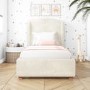 GRADE A1 - Cream Wing Back Single Bed Frame in Faux Sheepskin Teddy Fabric - Leo
