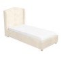 GRADE A1 - Cream Wing Back Single Bed Frame in Faux Sheepskin Teddy Fabric - Leo