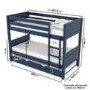 Navy Wooden Detachable Bunk Bed with Trundle - Luca