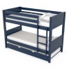 GRADE A1 - Navy Blue Wooden Detachable Bunk Bed with Trundle - Luca