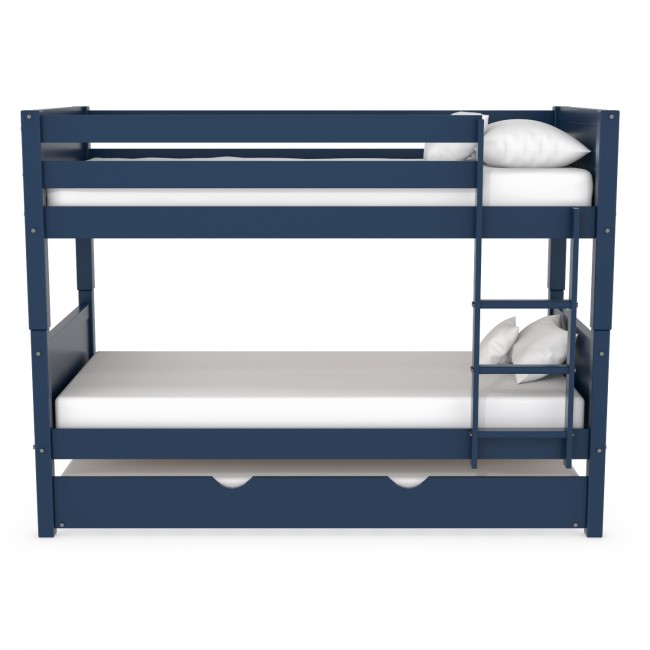 Navy Wooden Detachable Bunk Bed with Trundle - Luca