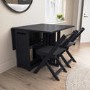 Dark Grey Folding Dining Table and Chairs with Rattan Detail - Seats 4 - Ellis