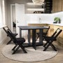 Dark Grey Folding Dining Table and Chairs with Rattan Detail - Seats 4 - Ellis