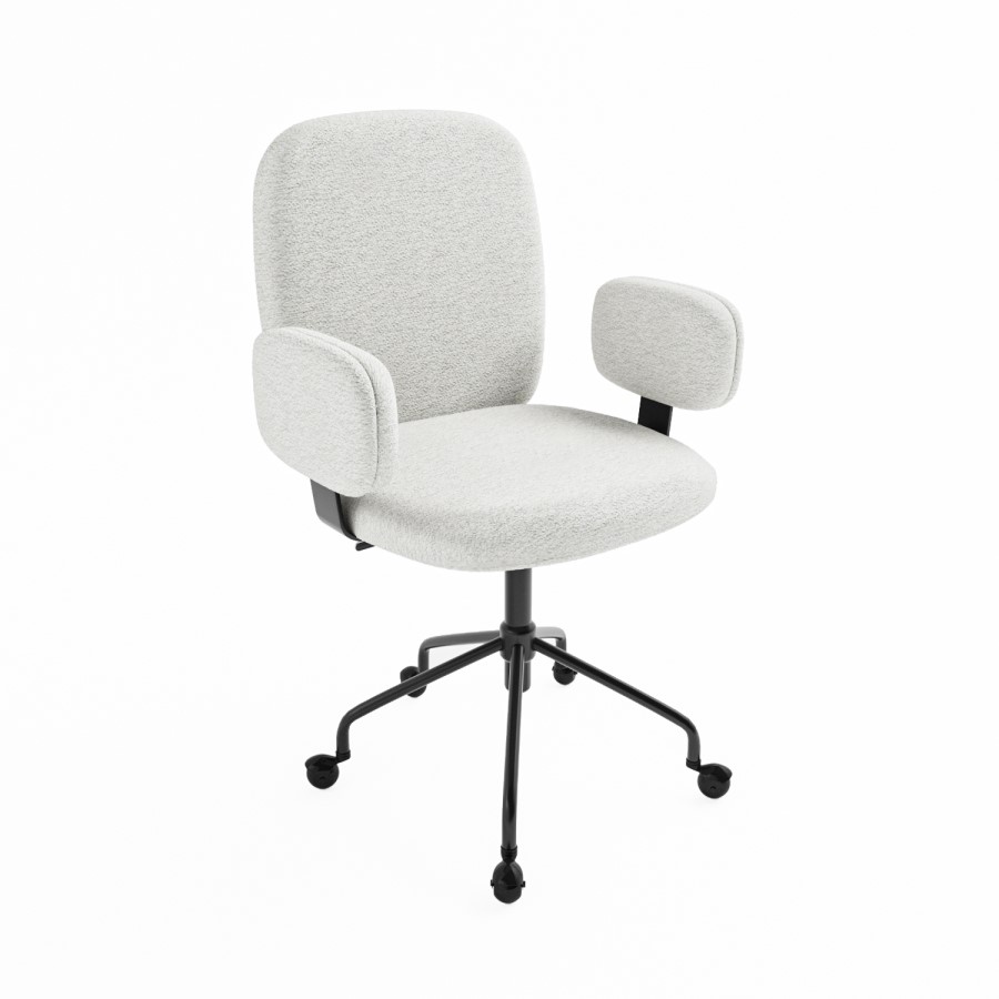 GRADE A1 - Cream Boucle Office Chair - Lulu