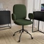 Green Boucle Swivel Office Chair with Arms - Lulu