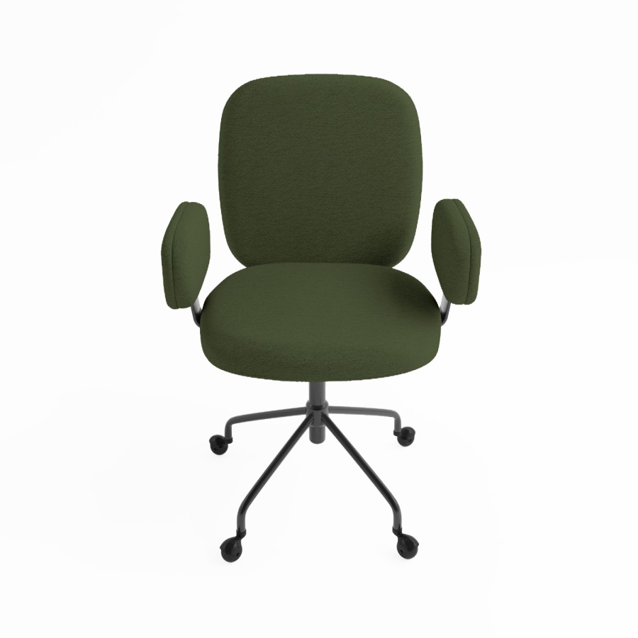 Green Boucle Swivel Office Chair with Arms - Lulu