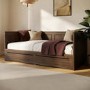 Double Wooden Day Bed with Trundle and Storage in Walnut - Lincoln