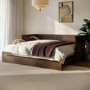 Double Wooden Day Bed with Trundle and Storage in Walnut - Lincoln
