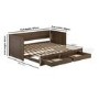 Double Wooden Day Bed with Trundle and Storage in Walnut - Lincoln