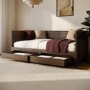 Double Wooden Day Bed with Trundle and Storage in Walnut - Lincoln