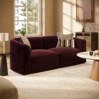 Burgundy Velvet Modular 3-Seater Sofa - Laine  