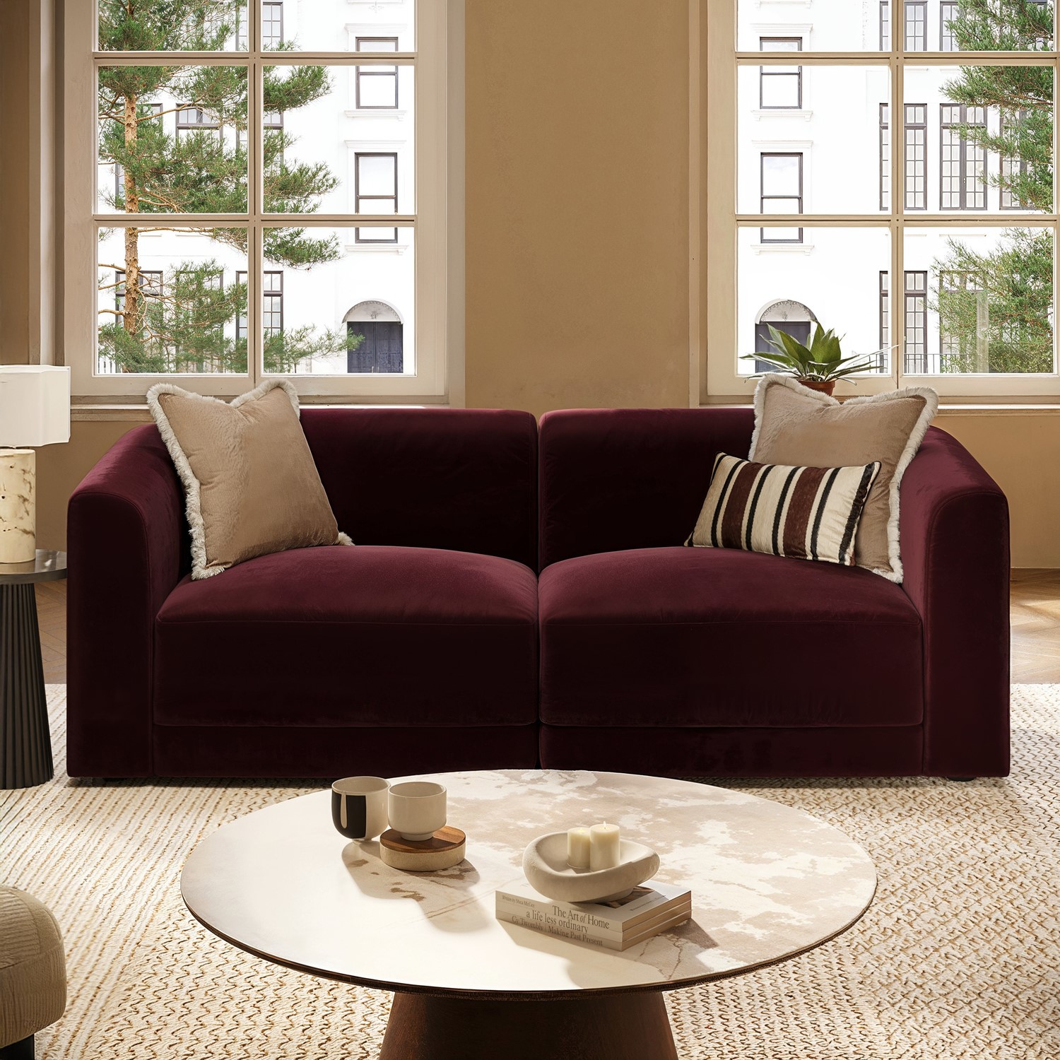Velvet Curved Modular 3 Seater Sofa