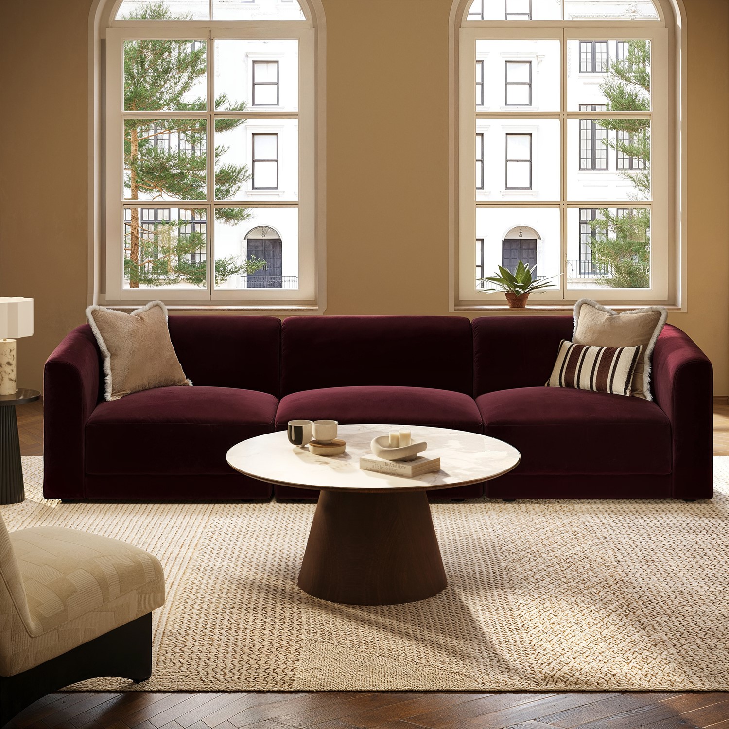 Velvet Curved Modular 4 Seater Sofa