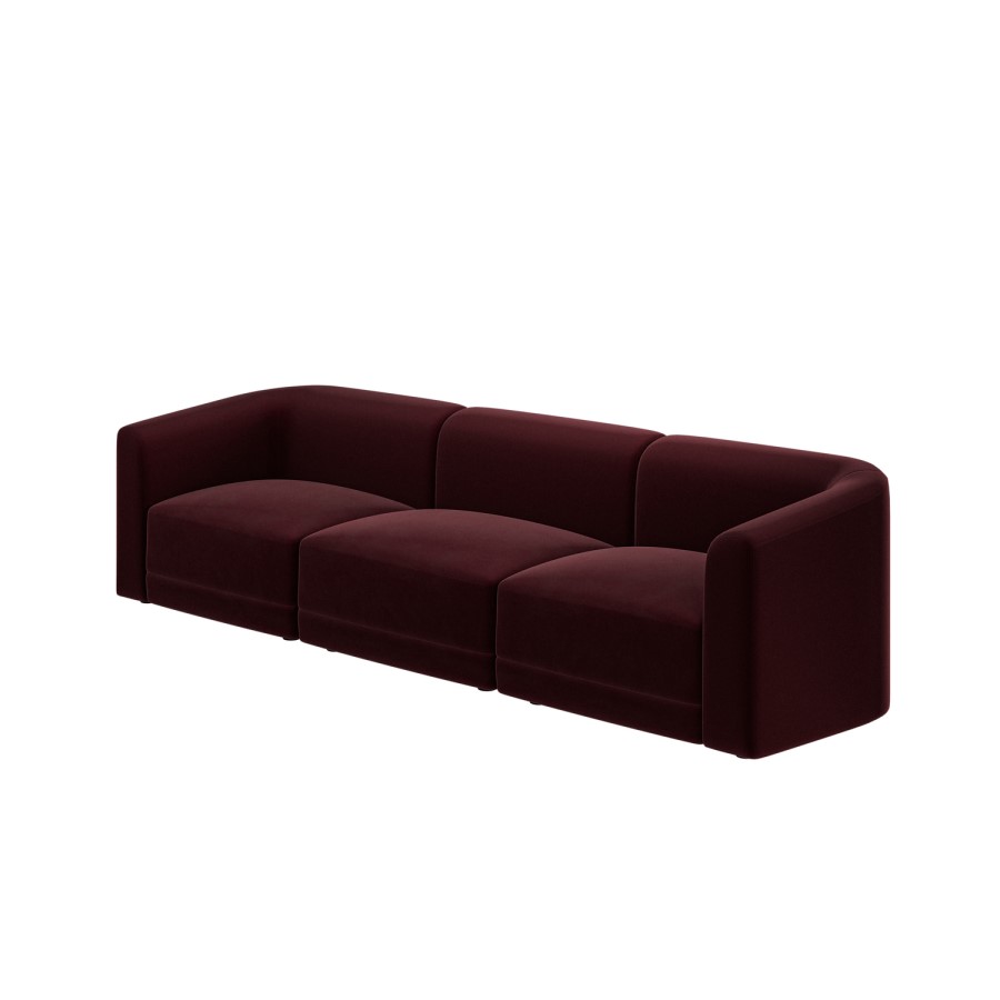 Burgundy Velvet Modular 4-Seater Sofa - Laine  