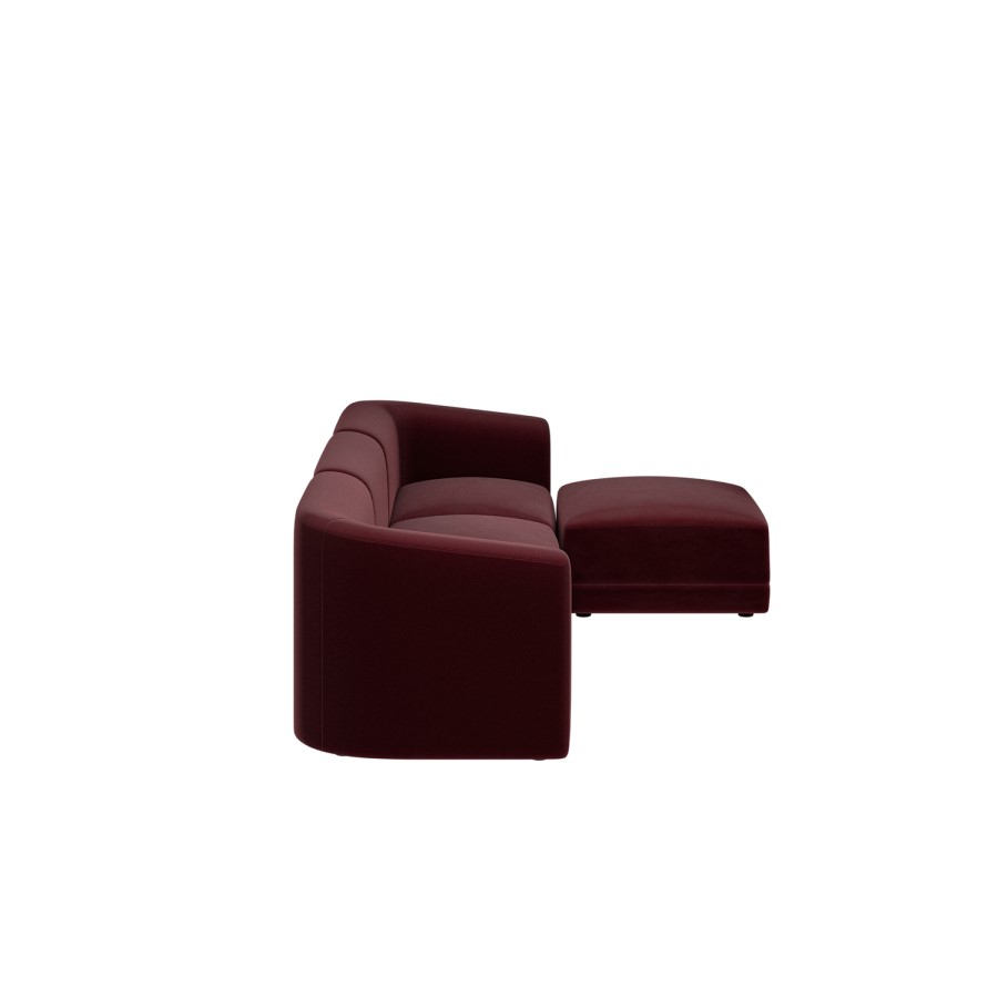 Large Burgundy Velvet Modular 4-Seater Chaise Corner Sofa - Laine 