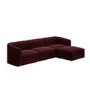 Large Burgundy Velvet Modular 4-Seater Chaise Corner Sofa - Laine 