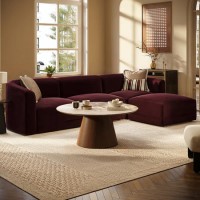 Large Burgundy Velvet Modular 4-Seater Chaise Corner Sofa - Laine 