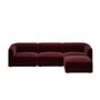 Large Burgundy Velvet Modular 4-Seater Chaise Corner Sofa - Laine 