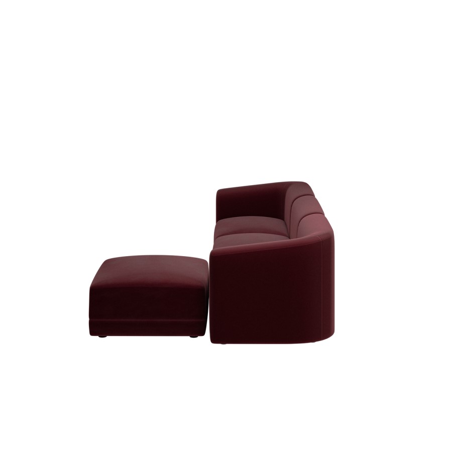 Large Burgundy Velvet Modular 4-Seater Chaise Corner Sofa - Laine 