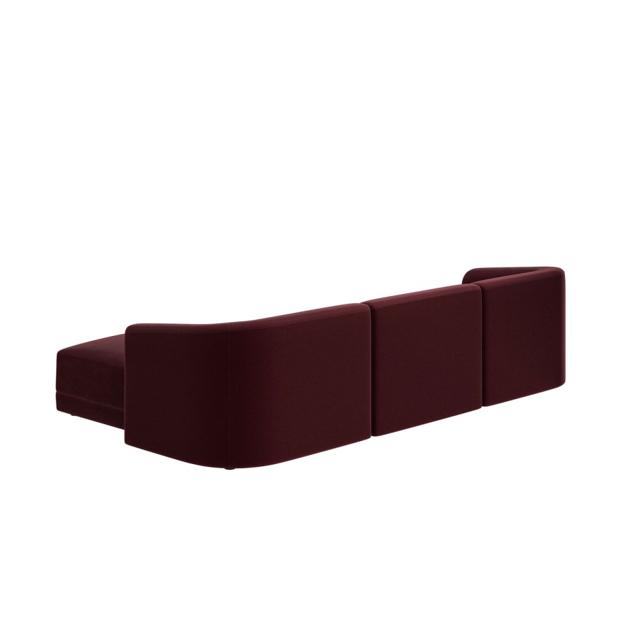 Large Burgundy Velvet Modular 4-Seater Chaise Corner Sofa - Laine 