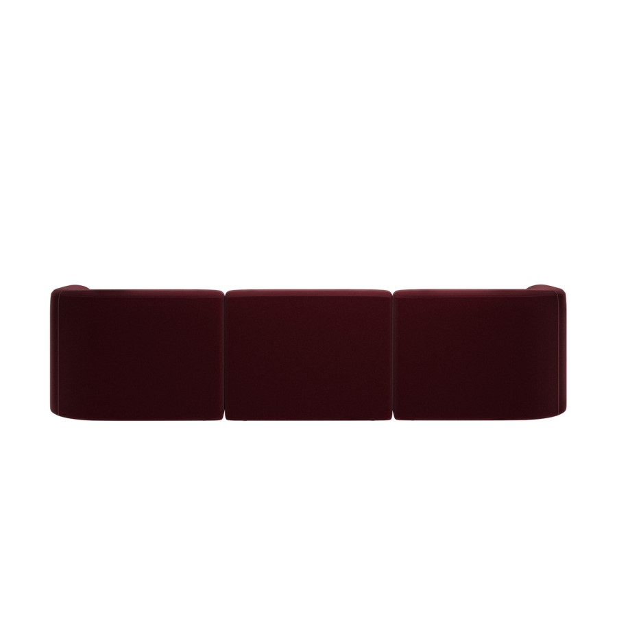 GRADE A1 - Large Burgundy Velvet Curved Modular 4 Seater Chaise Corner Sofa - Laine