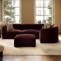 LNE004 Large Burgundy Velvet Curved Modular 5 Seater Corner Sofa - Laine