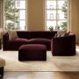 Large Burgundy Velvet Curved Modular 5 Seater Corner Sofa - Laine