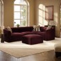 Large Burgundy Velvet Curved Modular 5 Seater Corner Sofa - Laine