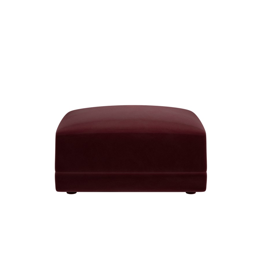 Burgundy Velvet Footstool - Laine 