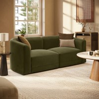Moss Green Velvet Modular 3-Seater Sofa - Laine 