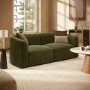 Moss Green Velvet Modular 3-Seater Sofa - Laine 
