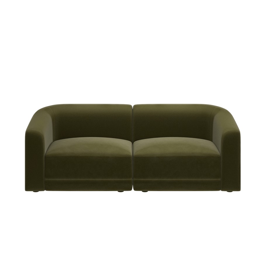 Moss Green Velvet Modular 3-Seater Sofa - Laine 