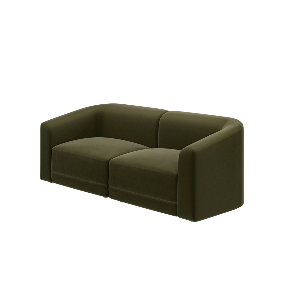 Moss Green Velvet Modular 3-Seater Sofa - Laine 
