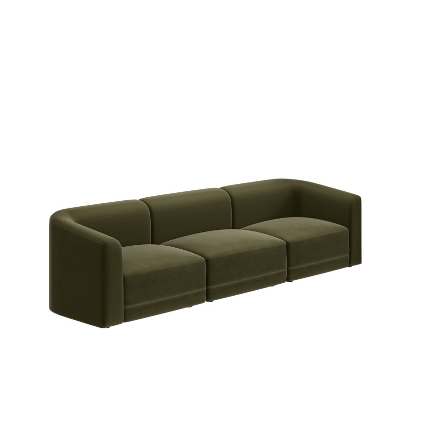 Moss Green Velvet Modular 4-Seater Sofa - Laine 