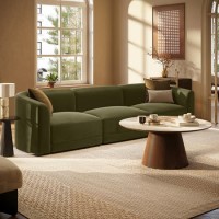 Moss Green Velvet Modular 4-Seater Sofa - Laine 