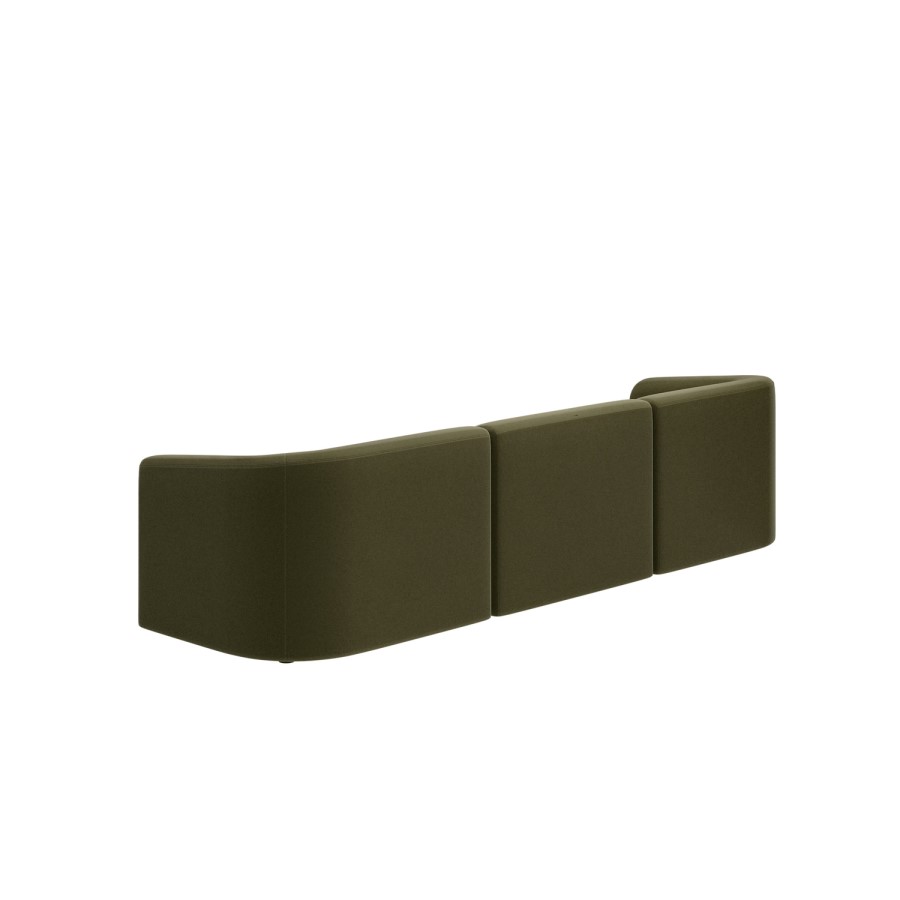 Moss Green Velvet Modular 4-Seater Sofa - Laine 