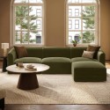 LNE008 Large Olive Green Velvet Curved Modular 4 Seater Chaise Corner Sofa - Laine