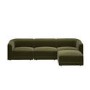 Large Olive Green Velvet Curved Modular 4 Seater Chaise Corner Sofa - Laine