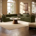 LNE009 Large Olive Green Velvet Curved Modular 5 Seater Corner Sofa - Laine