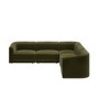 Large Olive Green Velvet Curved Modular 5 Seater Corner Sofa - Laine