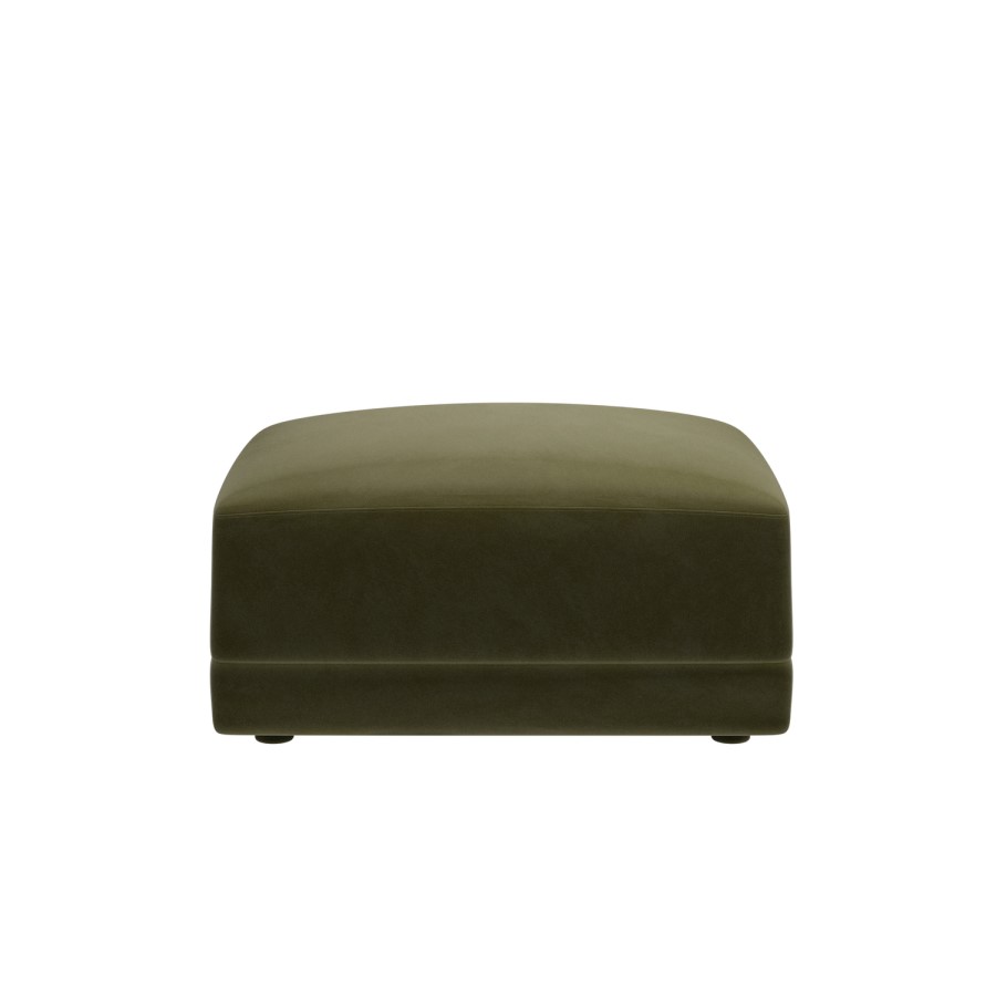 Moss Green Velvet Footstool - Laine