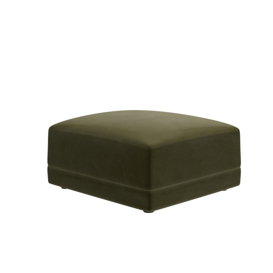 Moss Green Velvet Footstool - Laine