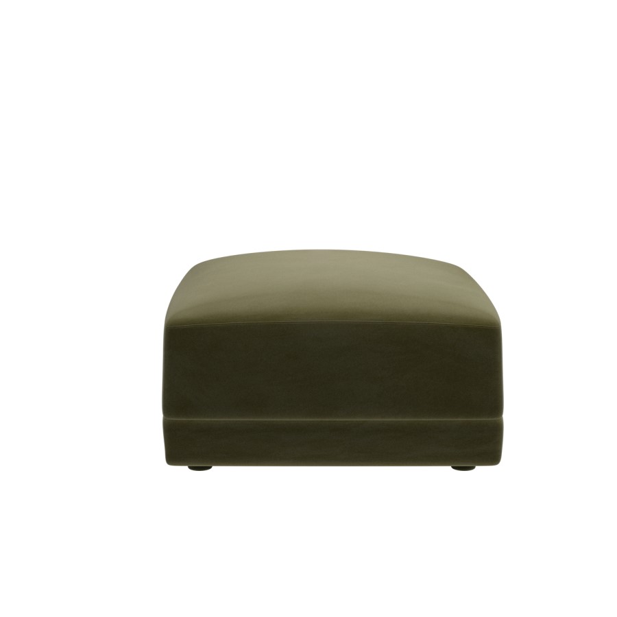 Moss Green Velvet Footstool - Laine