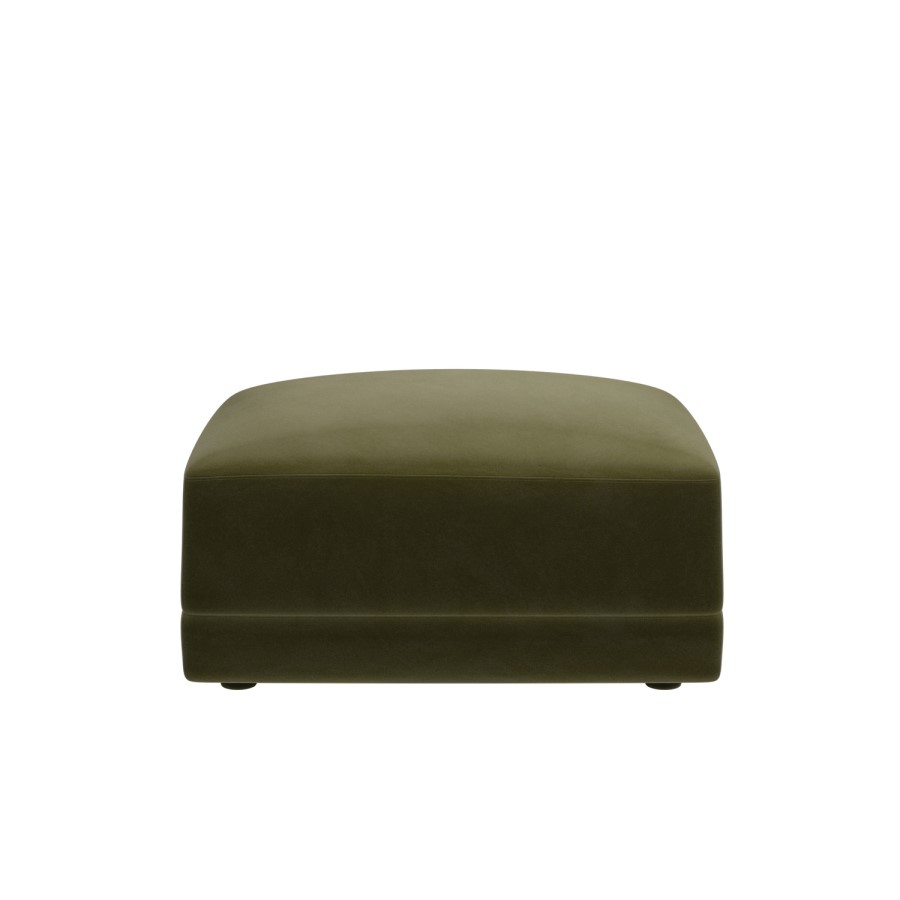 Moss Green Velvet Footstool - Laine