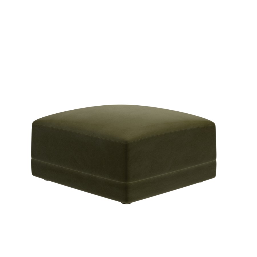 Moss Green Velvet Footstool - Laine
