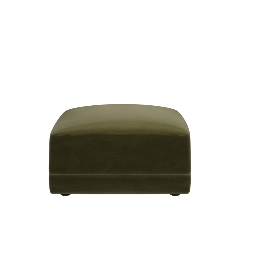 Moss Green Velvet Footstool - Laine